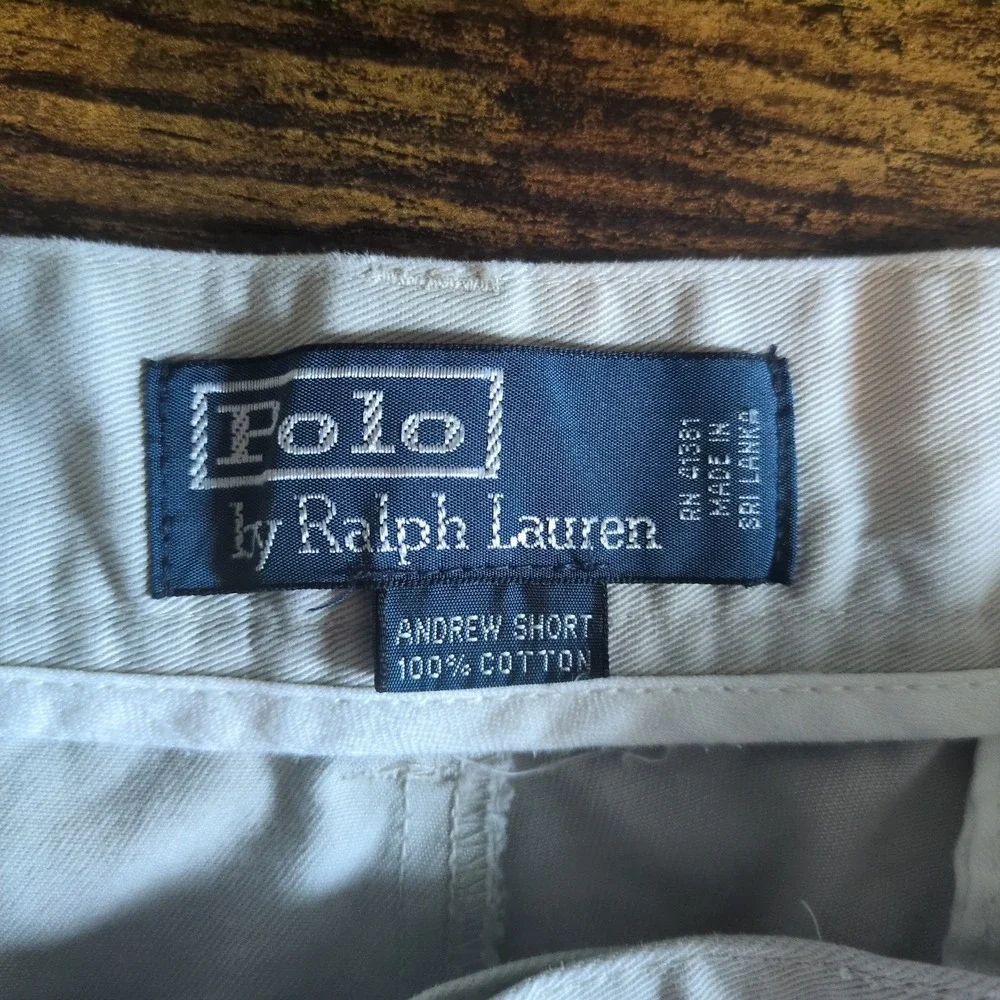 Polo Ralph Lauren Andrew Short Mens 35 Tan Khaki Pleated Chino Cotton Shorts